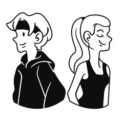 Animated characters  male half body And  female half body