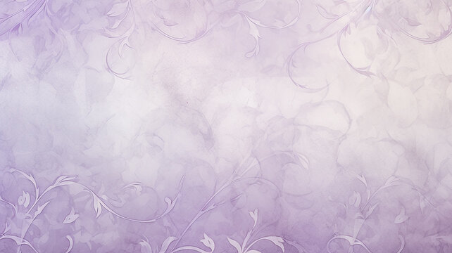 Fototapeta light purple, lilac, delicate soft lavender background with vintage wallpaper ornament on the wall copy space blank