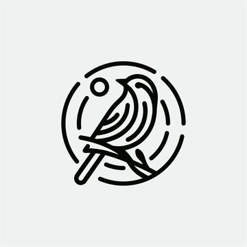 recommend clip art: bird line icon logo vector design, modern logo pictogram design of sparrow or finch bird