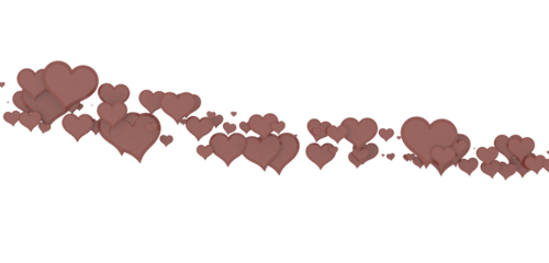 hearts on a transparent background. 3D rendering. for valentine's day and wedding. PNG Rain from hearts.