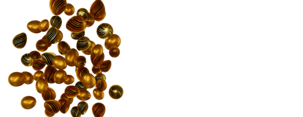 Golden easter eggs and specks, flecks