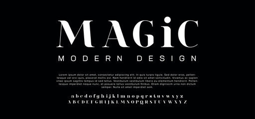Magic Modern abstract digital alphabet font. Minimal technology typography, Creative urban sport fashion futuristic font and with numbers. vector illustration - obrazy, fototapety, plakaty