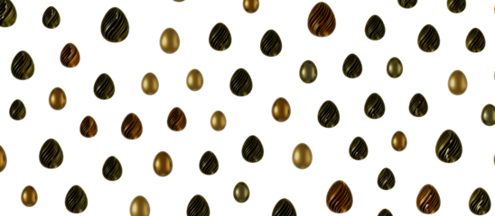 3d render illustration. Set of chocolate easter eggs