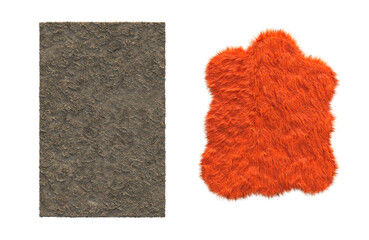 carpet for interior isolated on transparent background, home decor, 3D illustration, cg render