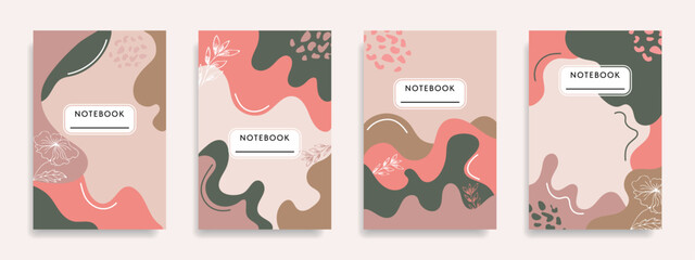 Versatile abstract floral design in pastel colors, for notepads, planners, brochures, books.