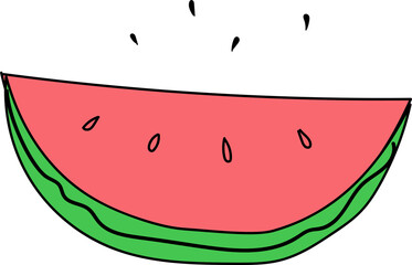 Hand drawn watermelon illustration on transparent background.
