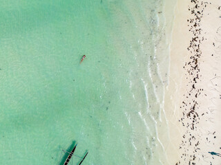 Aerial view of blue sea in Mamirano bay, Madagascar coast - obrazy, fototapety, plakaty