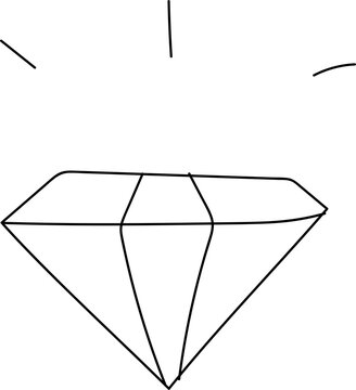 Hand drawn diamond illustration on transparent background.
