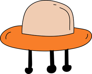 Hand drawn ufo illustration on transparent background.
