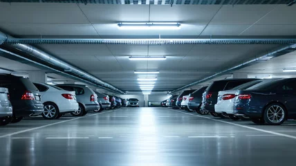 Foto op Canvas modern underground parking with many cars © Александр Довянский