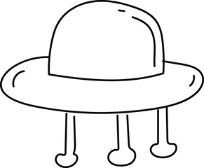 Hand drawn ufo illustration on transparent background.
