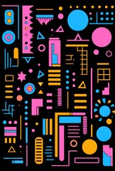 Abstract seamless pattern design. Colorful retro digital pattern. Vintage color print.