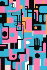 Fototapeta premium Abstract seamless pattern design. Colorful retro digital pattern. Vintage color print.