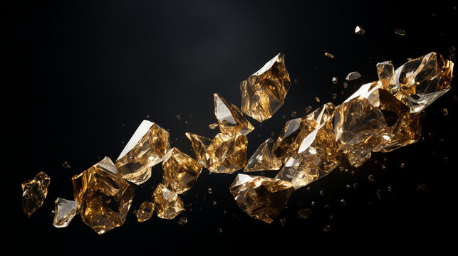 Midas Whispers: Suspended Gold Crystals in Ethereal Dance