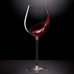 A glass of red wine on a black background