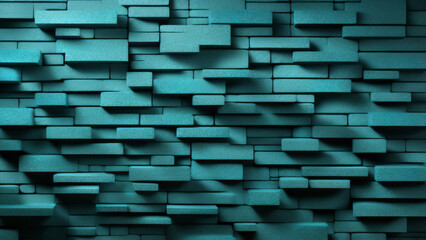 Textured turquoise background with shapes. AI
