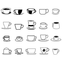 Coffee icon vector set. Hot drink illustration sign collection. Coffee house symbol. Coffee machine logo.