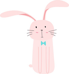 Cute cartoon bunny illustration on transparent background.