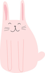 Cute cartoon bunny illustration on transparent background.