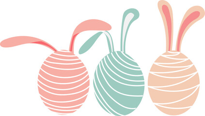 Easter eggs illustration on transparent background.