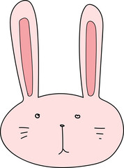 Cute cartoon bunny illustration on transparent background.
