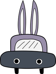 Cute cartoon car illustration on transparent background.
