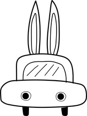 Cute cartoon car illustration on transparent background.
