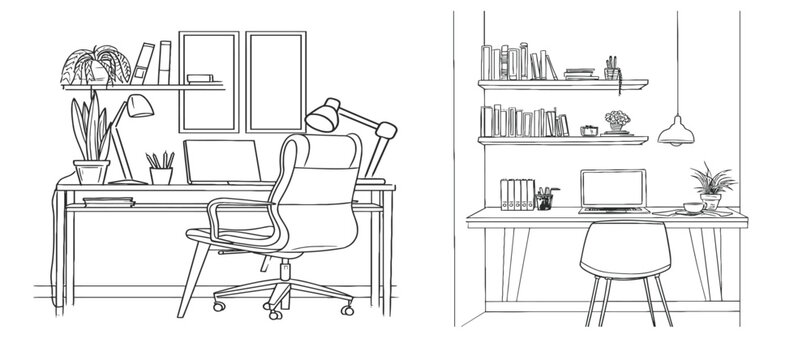 chair, furniture, interior, in one line