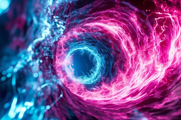 A neon vortex portal, pulsing with energy and leading to another dimension. Generative AI