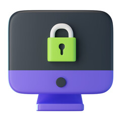 Computer security 3d icon illustration