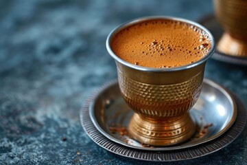 Coffee filter from South India. Generative Ai. - obrazy, fototapety, plakaty