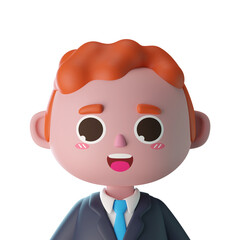 3d businessman cute cartoon character avatar isolated in 3d rendering