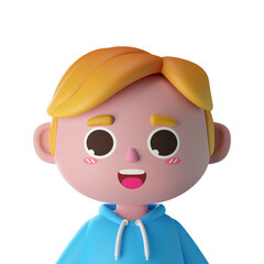 3d male cute cartoon character avatar isolated in 3d rendering
