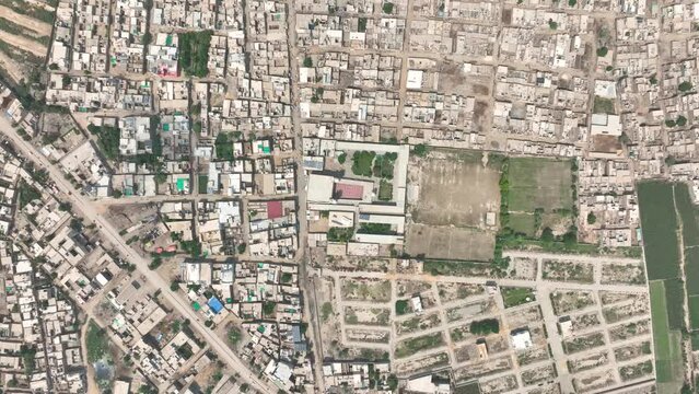 Aerial Overhead view of Darul Uloom Hussainia, Shahdadpur in sindh city