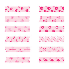 Set of  Valentines Day decoration and Valentines Day washi tape.