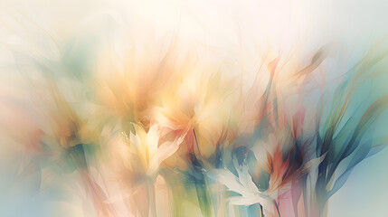 light soft beige floral abstract wallpaper - obrazy, fototapety, plakaty