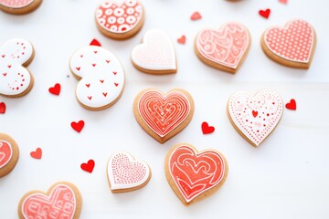 valentine themed macarons, heart shapes