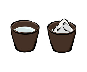 美濃焼風グラスに入った焼酎ロックのイラスト