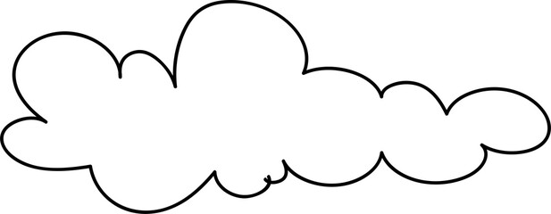 Hand drawn cloud illustration on transparent background.