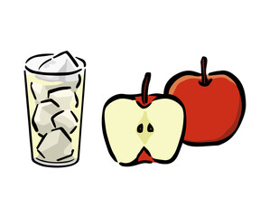 リンゴとアップルジュース・林檎サワーのイラスト