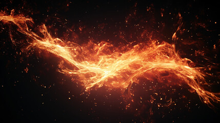 Fototapeta na wymiar Cinematic Flying Fire Ember Particles Wind Blowing