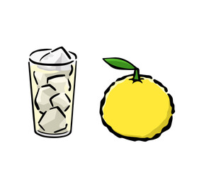 柚子とゆずジュース・ドリンクのイラスト