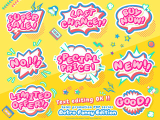 Retro fancy and editable appearance character callout set