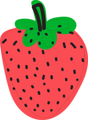 Hand drawn strawberry illustration on transparent background.
