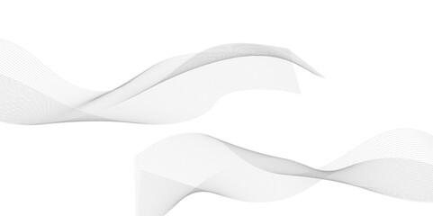 Abstract grey smooth element wavy modern curve lines on transparent background. Digital frequency track equalizer. Abstract frequency sound wave lines, twisted curve lines and technology background.