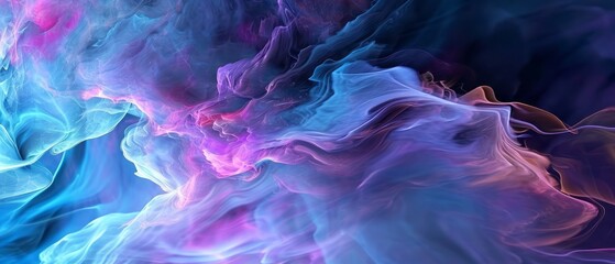 Abstract blue, mint, and purple background with interlaced smoke glitch and distortion effect. Generative AI - obrazy, fototapety, plakaty