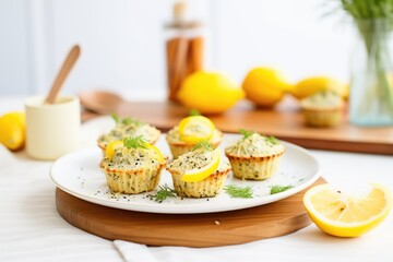 Obraz na płótnie Canvas lemon poppy seed muffins with a zest garnish