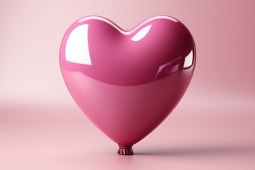 Pink heart shape glossy ballon in the isolated background. Heart ballon for happy valentine banner