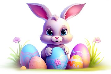 Cute rabbit with easter egg