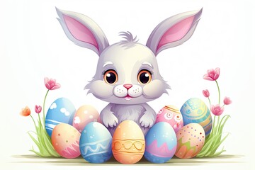 Cute rabbit with easter egg
